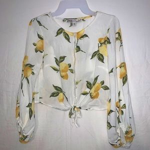 Lemon bell sleeve crop top